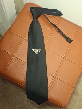 Upcycle Prada Black Logo Tie